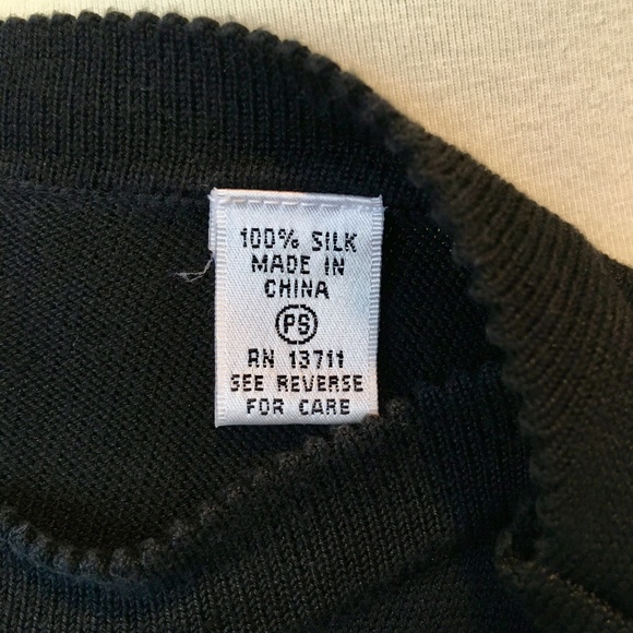 Valerie Stevens SILK Tunic Top Black Small Petite - Picture 11 of 12